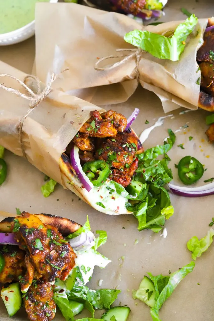 Tandoori Chicken Naan Wraps